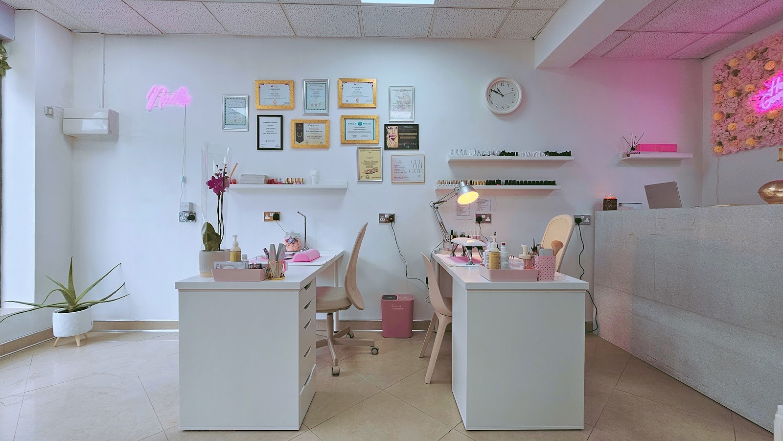 Detailed nail art at the studio